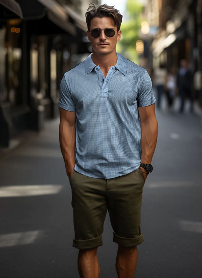 【DISCERNMENT】Loading waffle polo T-shirt KHM033449-423-Front.jpg?v=
